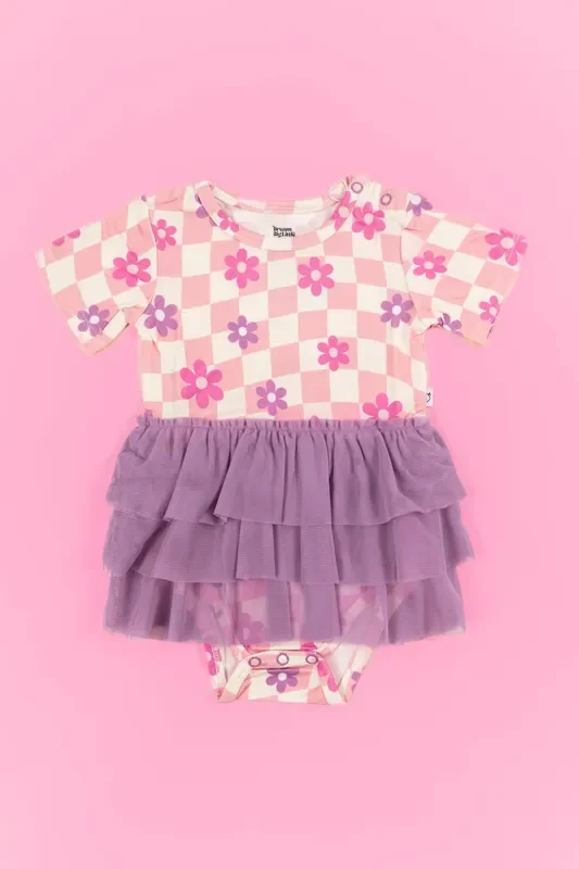 Wavy Daisy Checkers Dream Tutu Bodysuit Dress