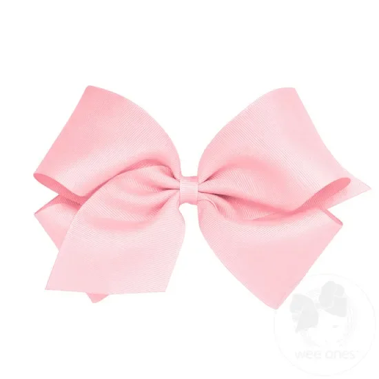 Wee Ones King Classic Grosgrain Hair Bow (Plain Wrap)- Light Pink