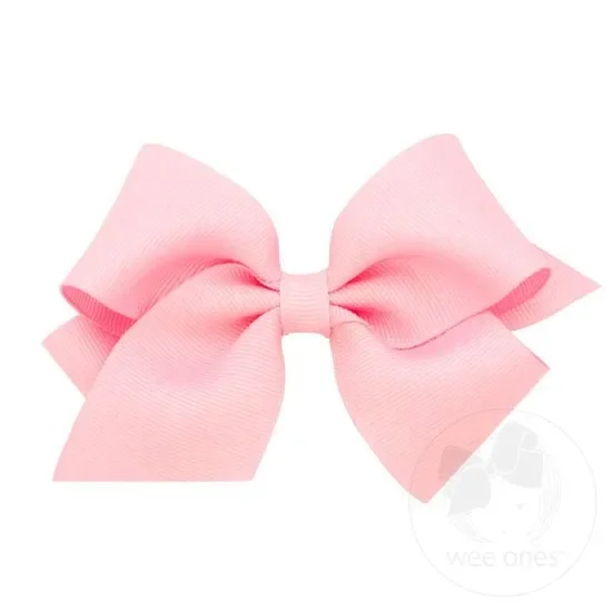 Wee Ones Small Classic Grosgrain Hair Bow- Light Pink