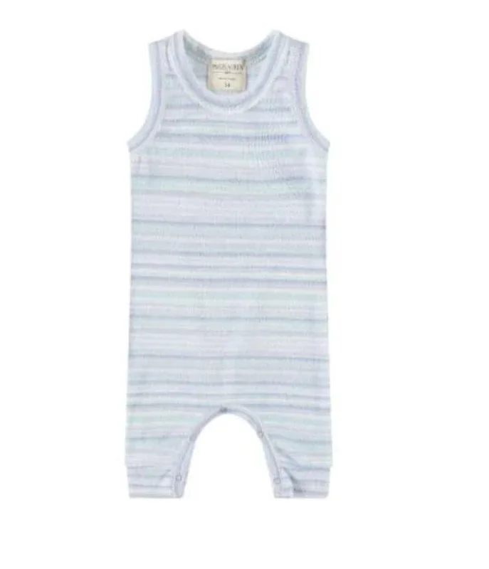 Whim-zzz Loop Terry Tank Romper – Blue Stripe