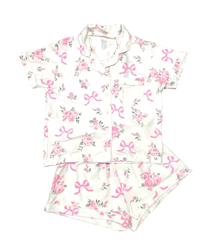White and Pink Toile Bow Pajama Set