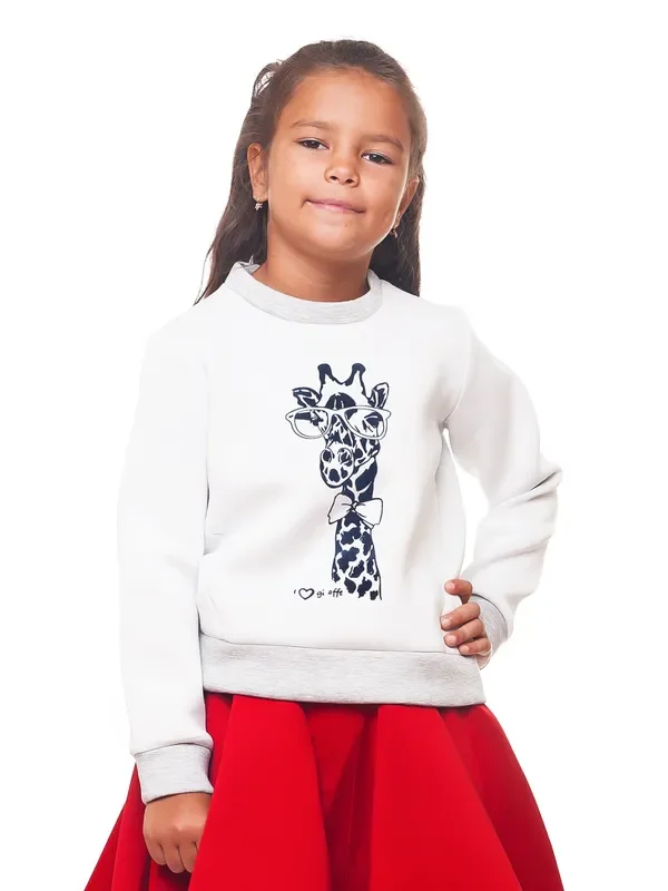 White Giraffe Glam Sweatshirt by Kids Couture
