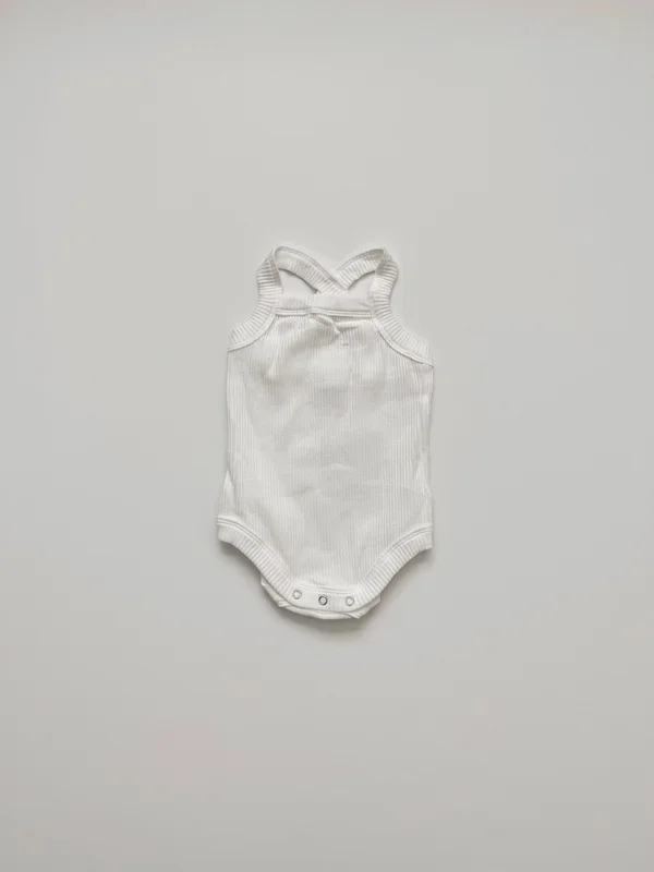 White Ribbed Tank Bodysuit