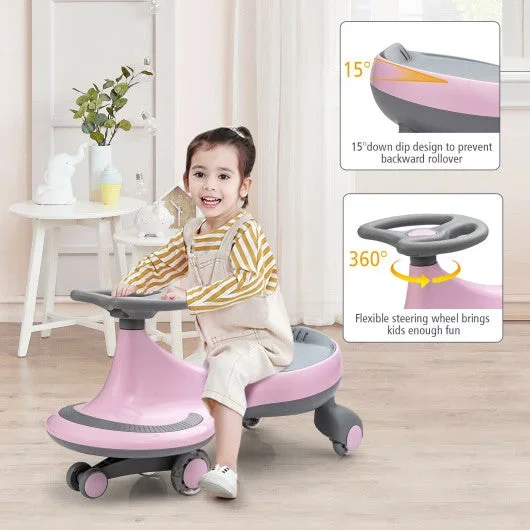 Wiggle Car Ride-on Toy With Flashing Wheels-Pink