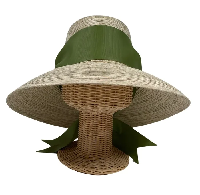 Wildflower Sun Hat – Olive Green Wide & Short Grosgrain Ribbon