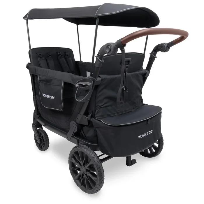 WonderFold L4 Quad (4 Seater) Stroller Wagon – Black