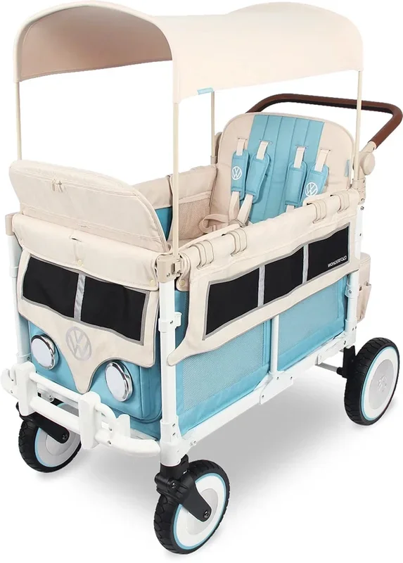 WonderFold Volkswagon Special Edition Quad (4 seater) Stroller Wagon – Bondi Blue