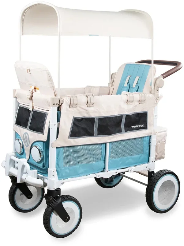 WonderFold VW2 Volkswagon Double (2 Seater) Stroller Wagon – Bondi Blue