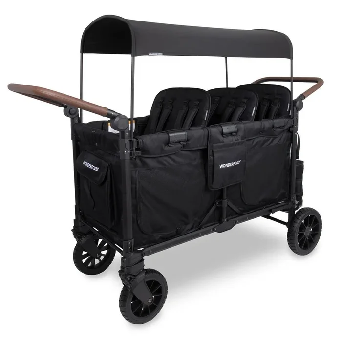 WonderFold W6 Pro Luxe (6 Seater) Stroller Wagon – Jet Black