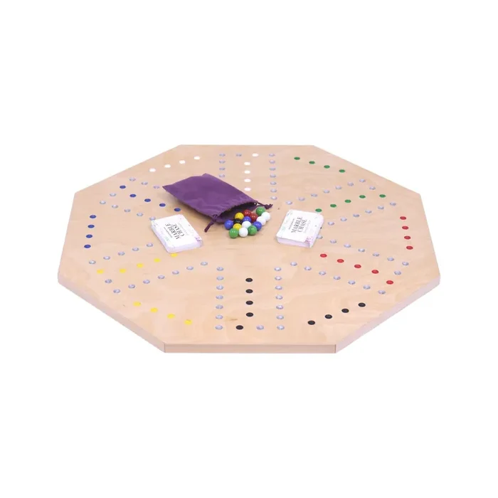 Wooden Marble Chase Game Set – Double-Sided 23 ” Wide Board