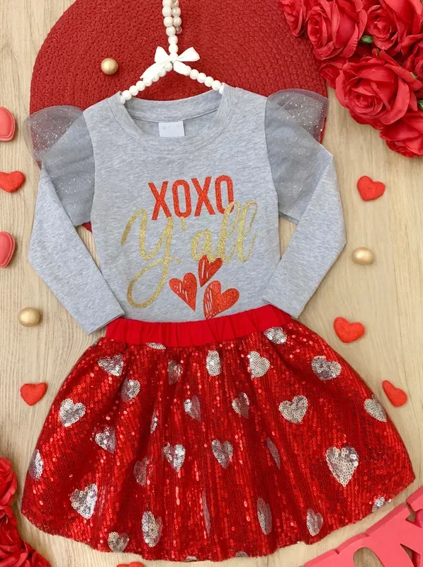 XOXO Y’all Sequin Skirt Set