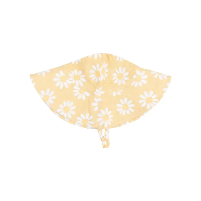 Yellow Mod Daisy Muslin Wide Brim Sunhat