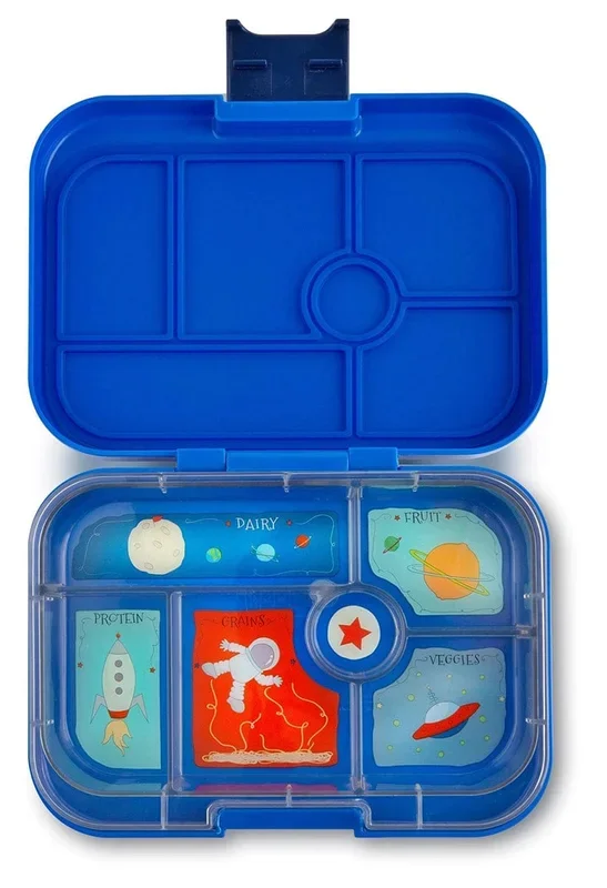 Yumbox Original Leakproof Bento Lunchbox, 6 Compartment – Neptune Blue / Rocket Tray