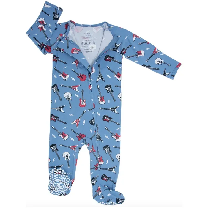 Zipper Footie- Rock N Roll Blue