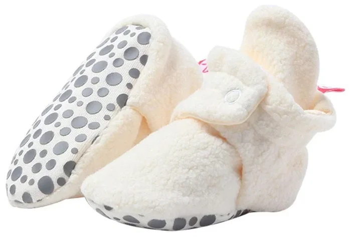 Zutano Cozie Fleece Gripper Baby Bootie – Cream, 12m