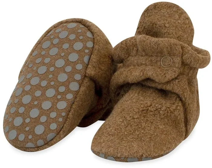 Zutano Cozie Fleece Gripper Baby Bootie – Heather Mocha, 18m
