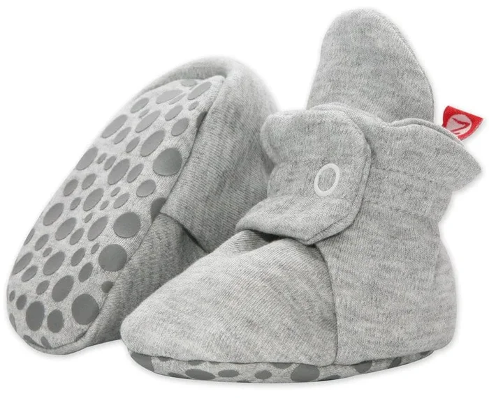 Zutano Organic Cotton Gripper Baby Bootie – Heather Gray, 6m