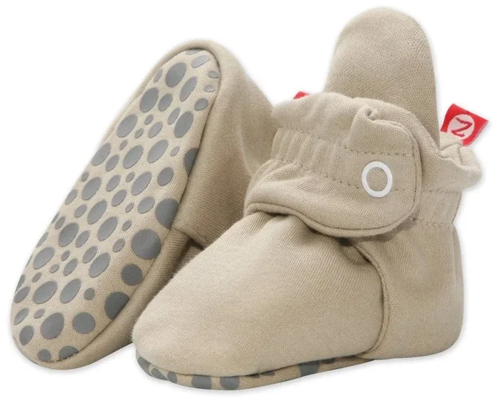 Zutano Organic Cotton Gripper Baby Bootie – Khaki, 6m